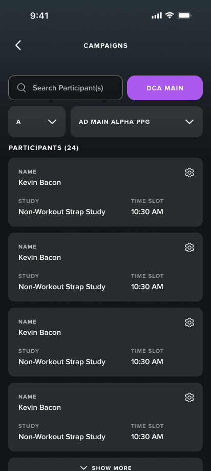 Coordinator screen — drop down selection
