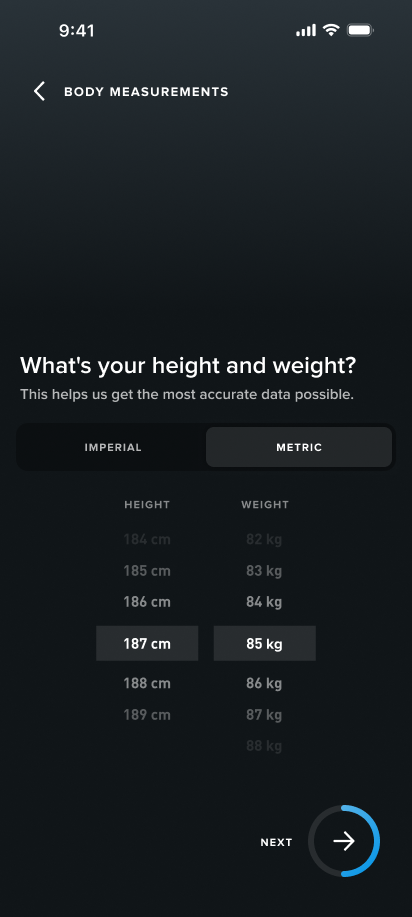 Height and weight — metric