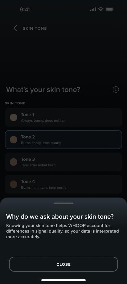 Redesigned skin tone — education screen