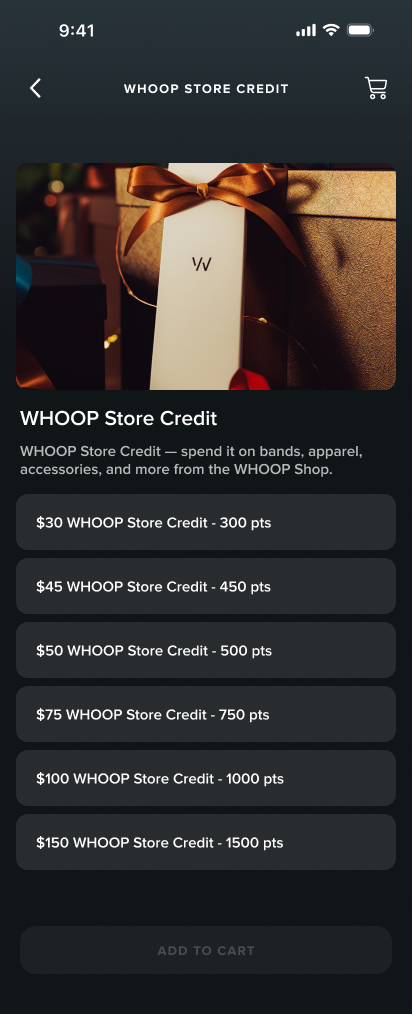 New compensation — WHOOP store credit